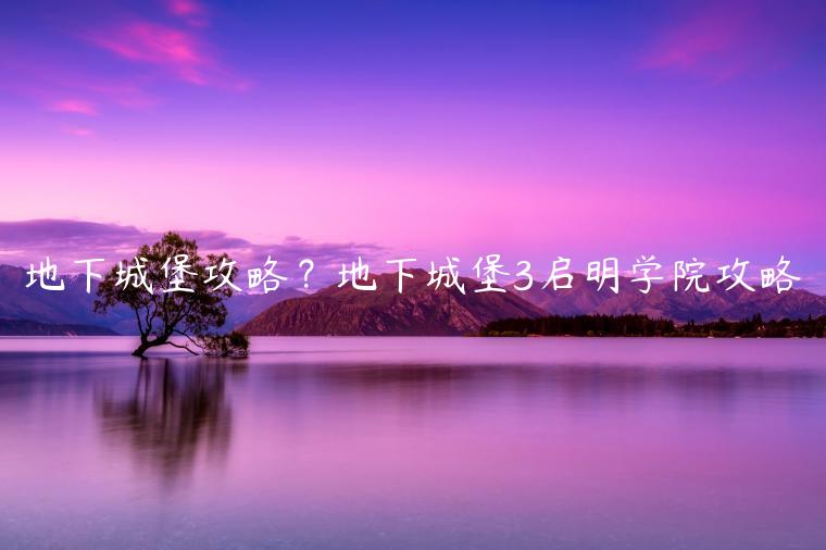 地下城堡攻略？地下城堡3启明学院攻略