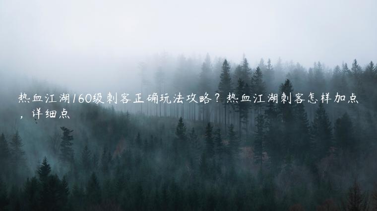 热血江湖160级刺客正确玩法攻略？热血江湖刺客怎样加点，详细点