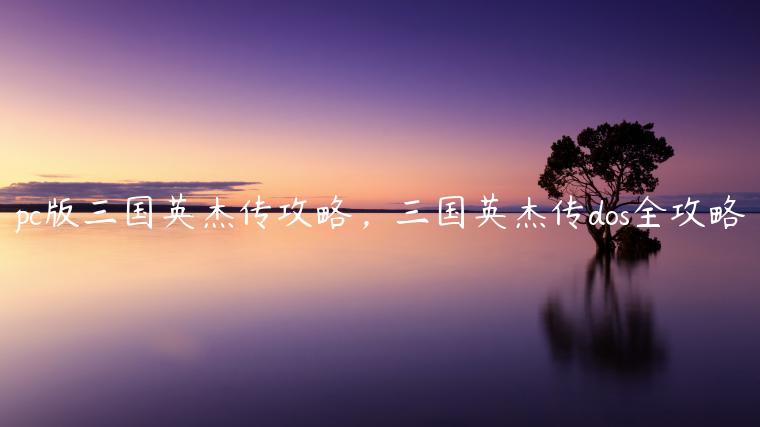 pc版三国英杰传攻略，三国英杰传dos全攻略