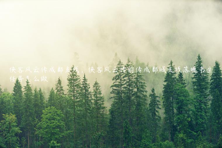 侠客风云传成都支线，侠客风云传前传成都城支线落魄书生任务怎么做