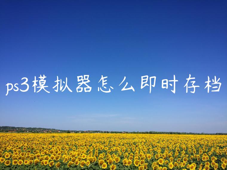 ps3模拟器怎么即时存档