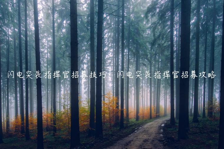 闪电突袭指挥官招募技巧！闪电突袭指挥官招募攻略