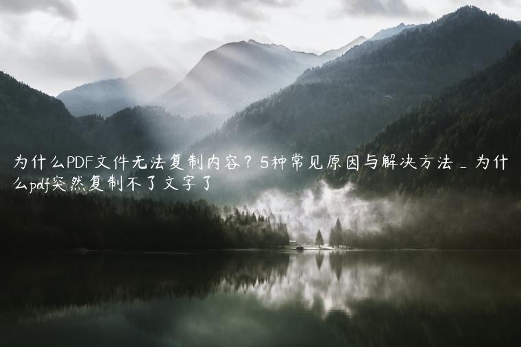 为什么PDF文件无法复制内容？5种常见原因与解决方法_为什么pdf突然复制不了文字了