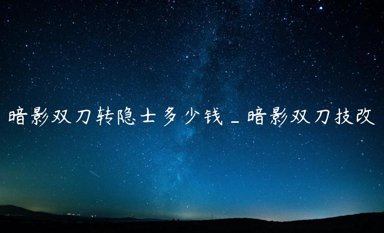 暗影双刀转隐士多少钱_暗影双刀技改